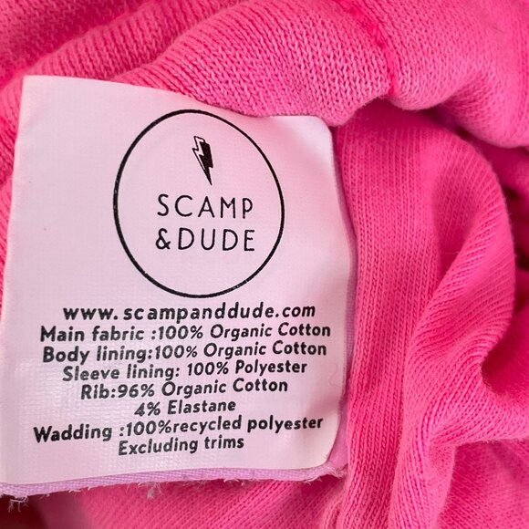 Scamp&Dude S/M Neon Pink Lightning Bolt Oversized Quilted Bomber Jacket Organic - Picture 5 of 16